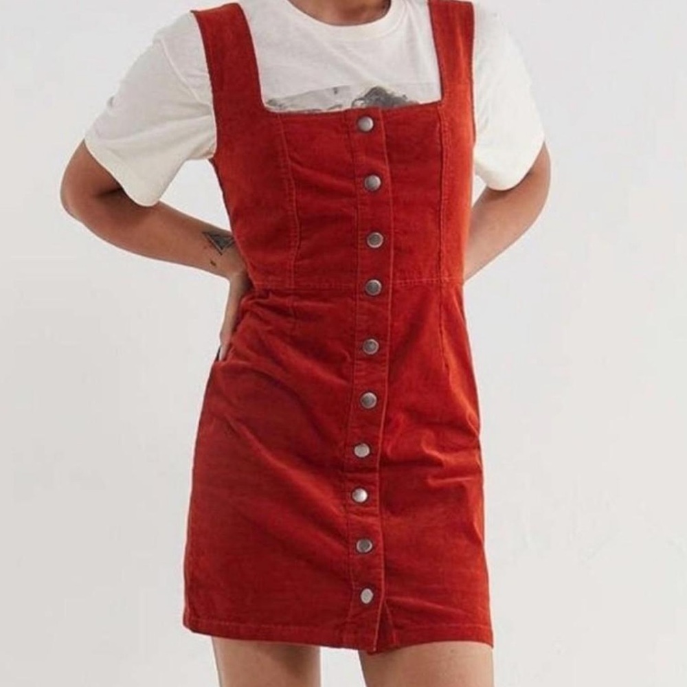 Urban Outfitters Corduroy Red Button-Down Dress